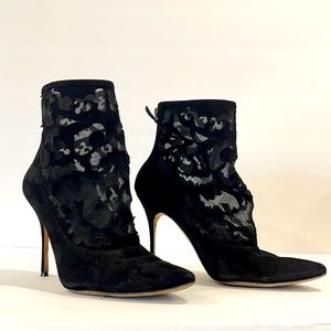 Authentic Manolo Blahnik Mesh Suade Boot